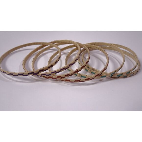 Anthropologie Women's Aztec Paper Woven Stacked Bangle bracelet Set NWOT 38 - Picture 5 of 6